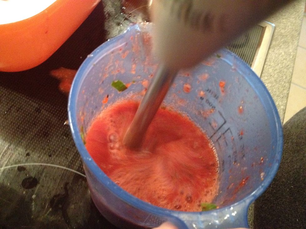 Blend the strawberries