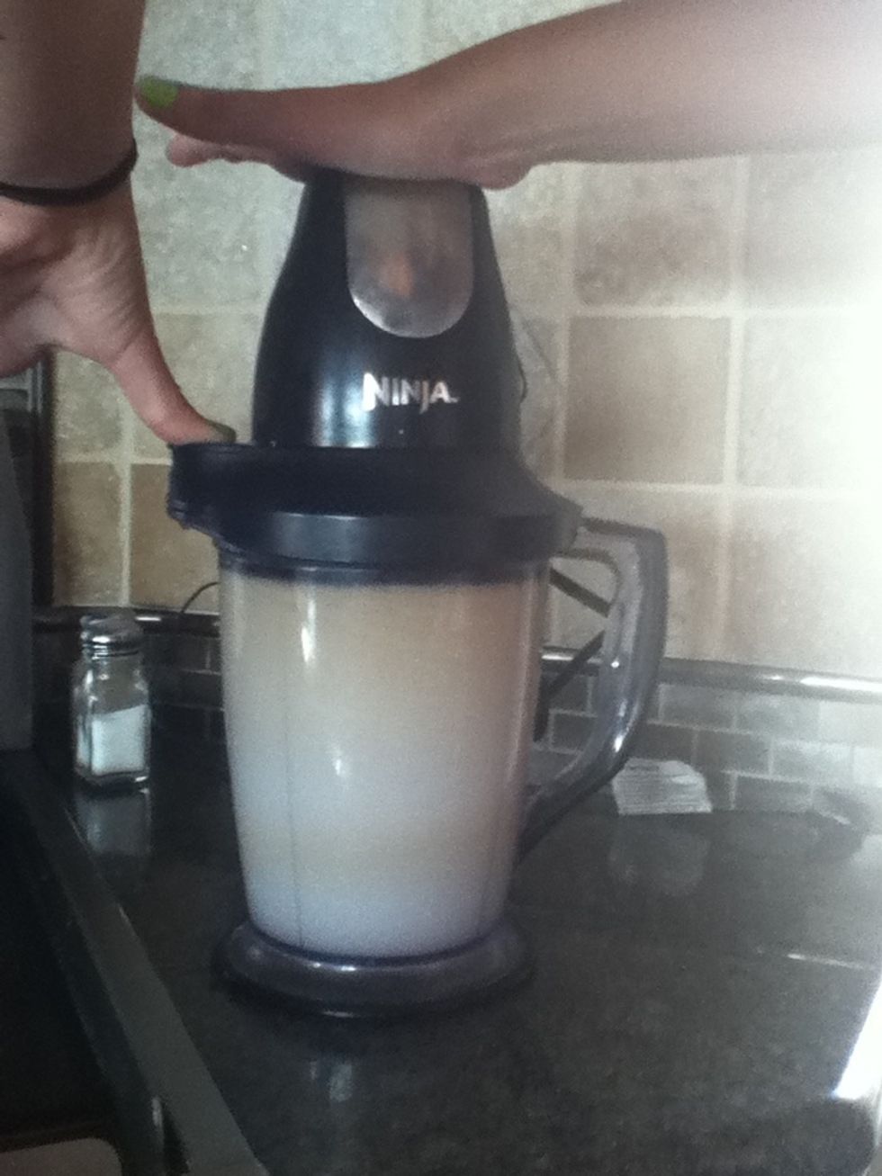 Blend till rice falls apart into little pieces!