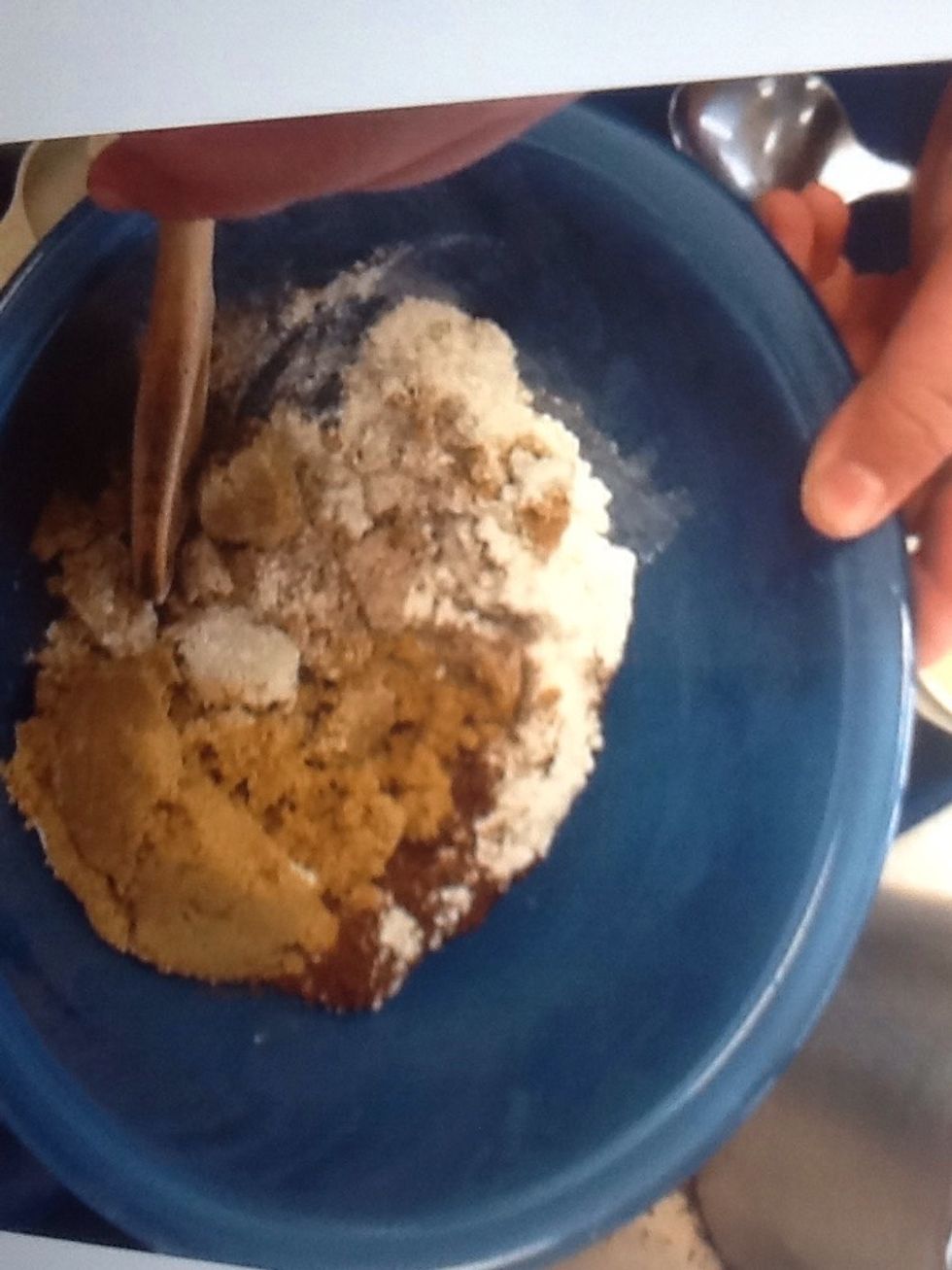 Blend together in the small bowl, egg (beaten) then 125 mL milk