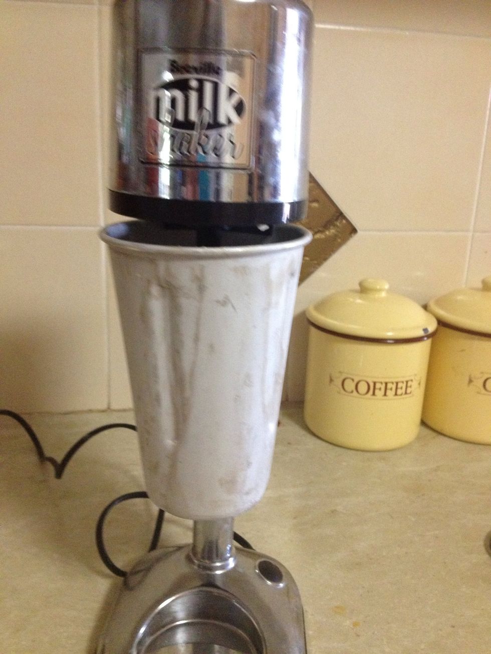 Blend until all the ingredients are mixed. Use a milk shaker or blender.