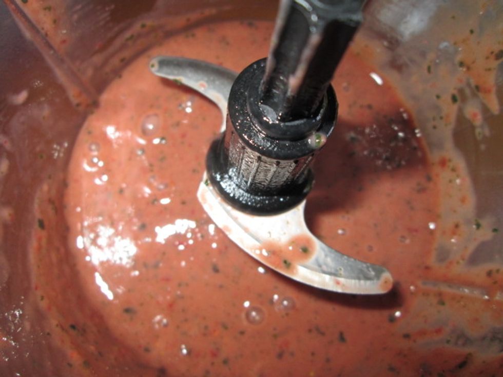 Blend until it is the right consistency for you to drink. I don't have a powerful blender so it took me a long time.