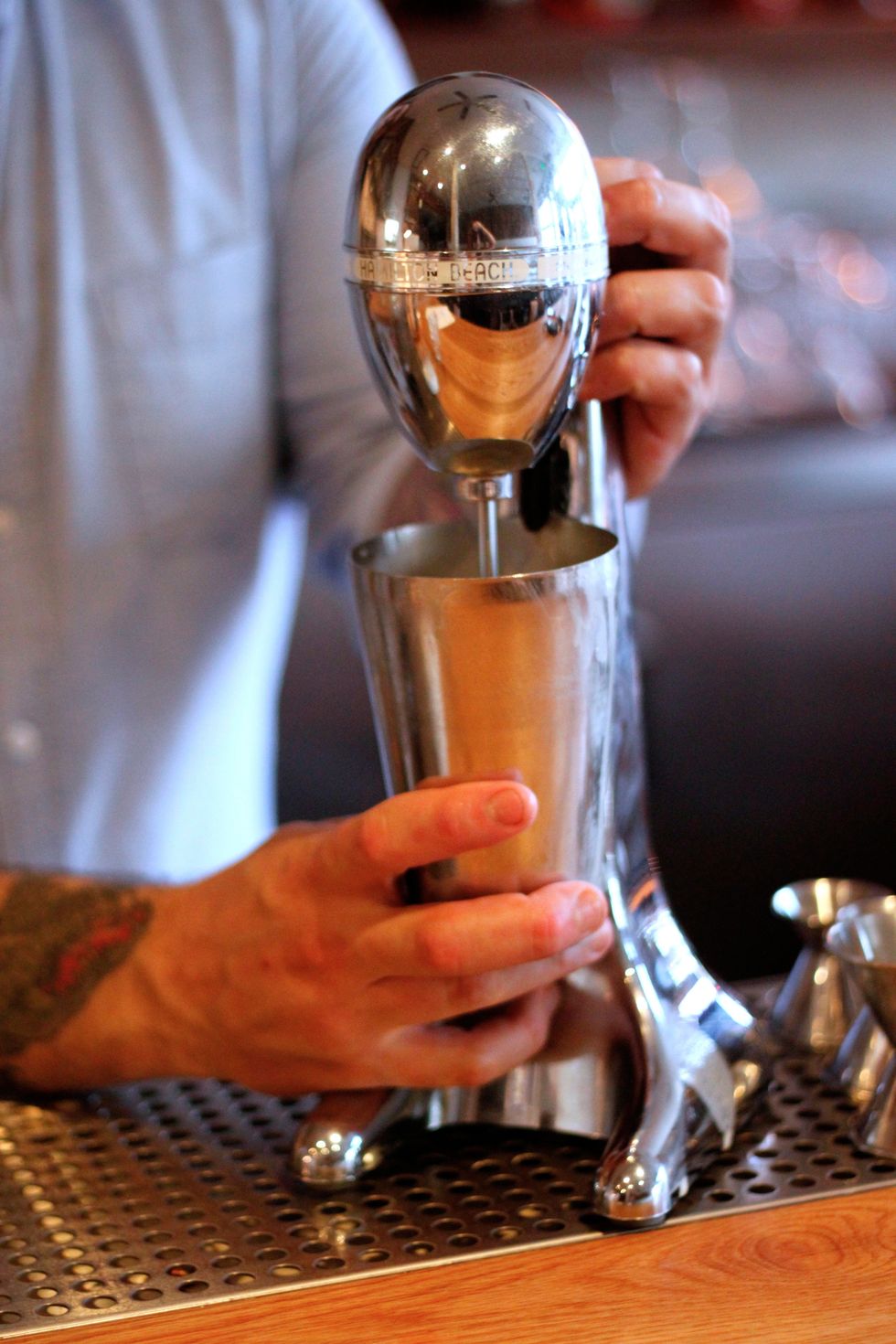 Blend until it's frosty and frothy.
