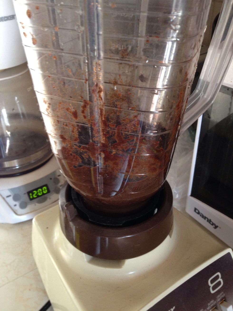 Blend until smooth and brown in colour.