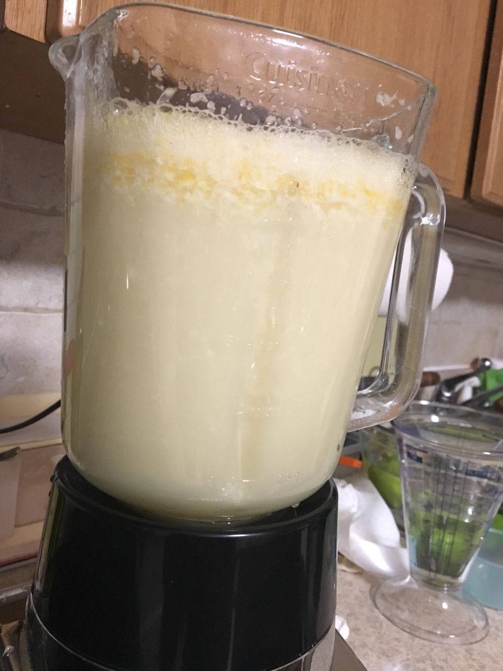 Blend until the fruit are pulverized and the mixture has a whitish color. The entire fruit including the rind gets blended