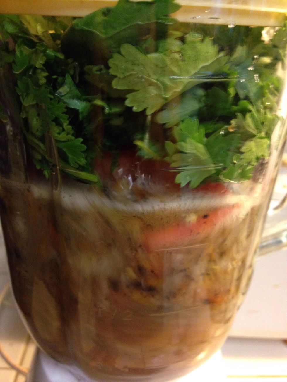 Blending... NOTE: This salsa is not a chunky salsa- I recommend that you pulse several times until you get a smooth consistency (but don't over blend).