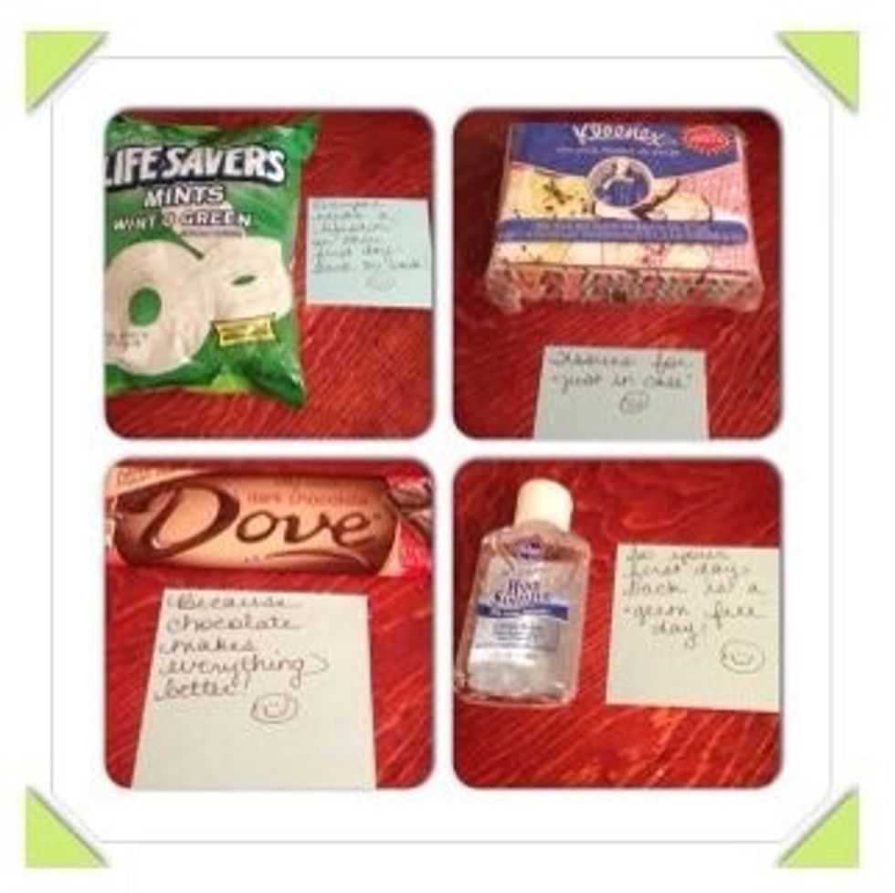 Bless someone with a goodie bag where each item in the bag has special meaning. This is especially great for first-time Mommies that have to return to work after maternity leave.