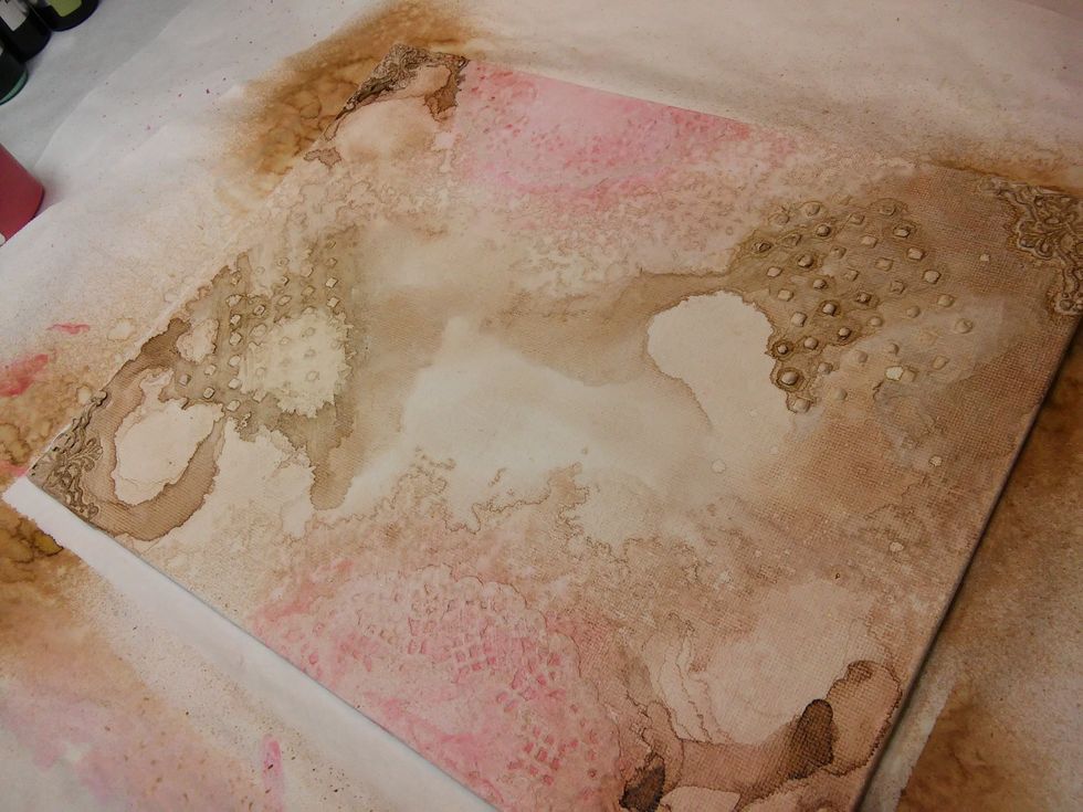 Blot any large amounts of water away and dry with a heat tool. The the colors and patterns just grow before your eyes as it dries!