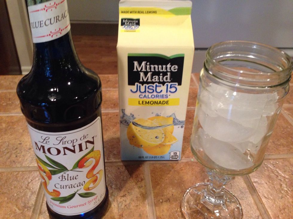 Blue Curacao is a syrup used to flavor alcoholic and non-alcoholic drinks. It is delicious with lemonade.