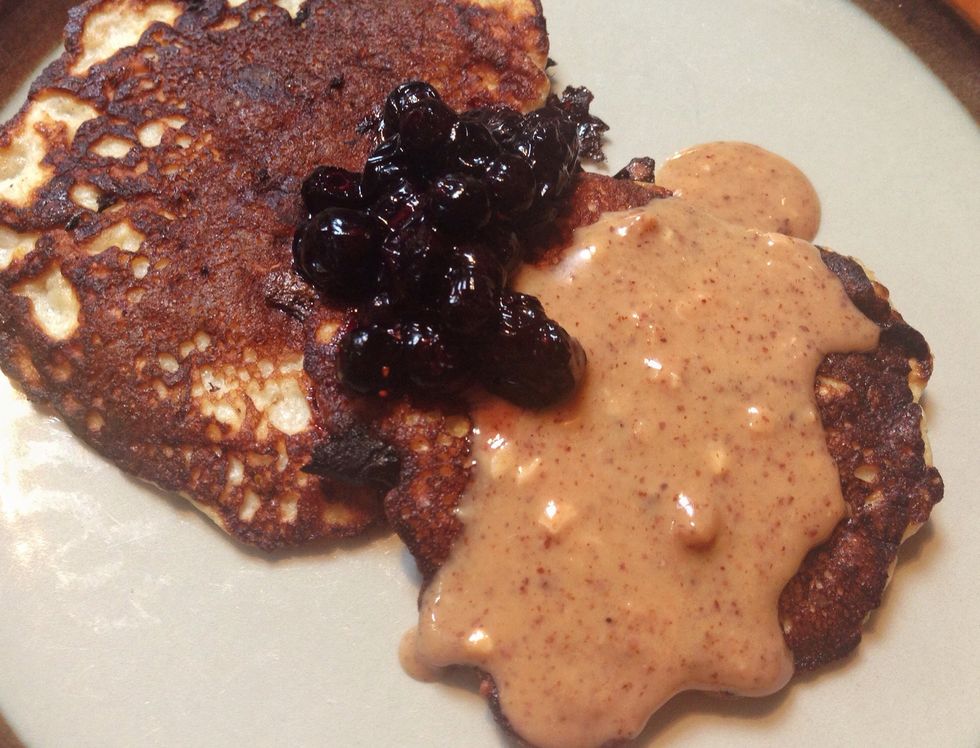 ..blueberries AND almond spread (almond butter). What a treat (and still fairly healthy)!