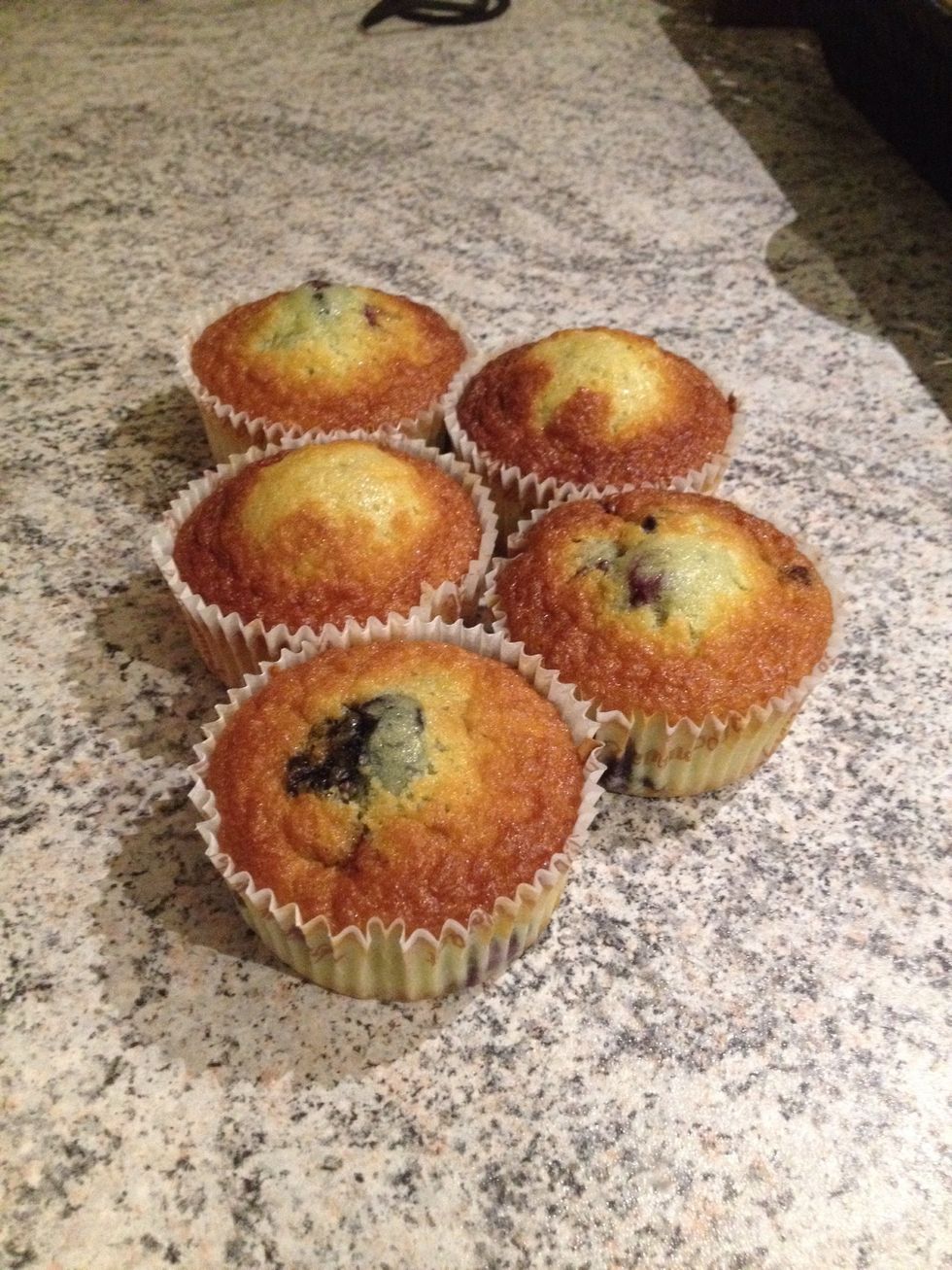 Blueberry muffins when baked
