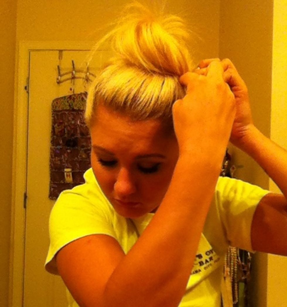 Bobby pin any lose or fly aways. Or bobby pin anything to make it more desirable