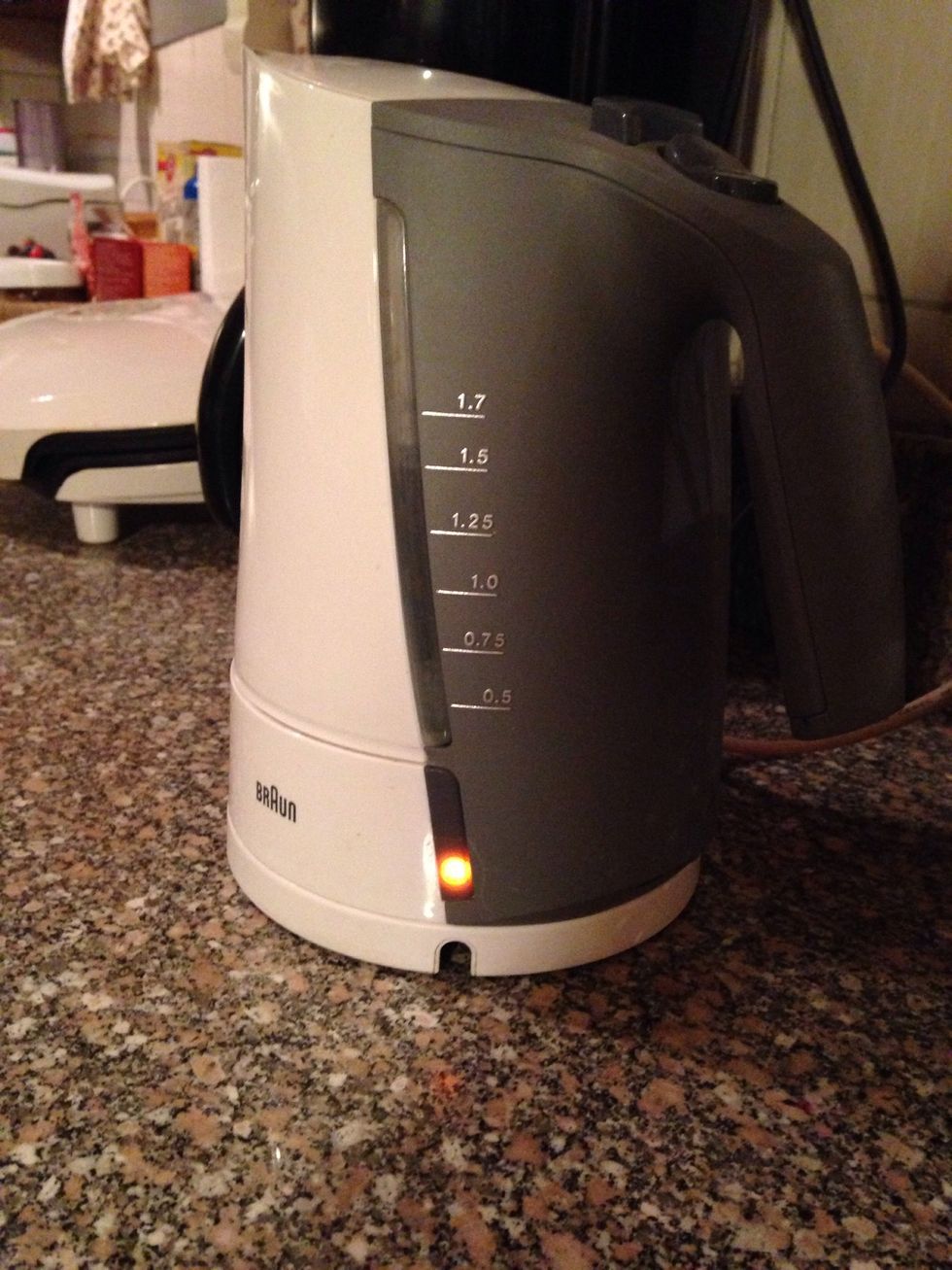 Boil 2 bottles of water (about 1.5L)