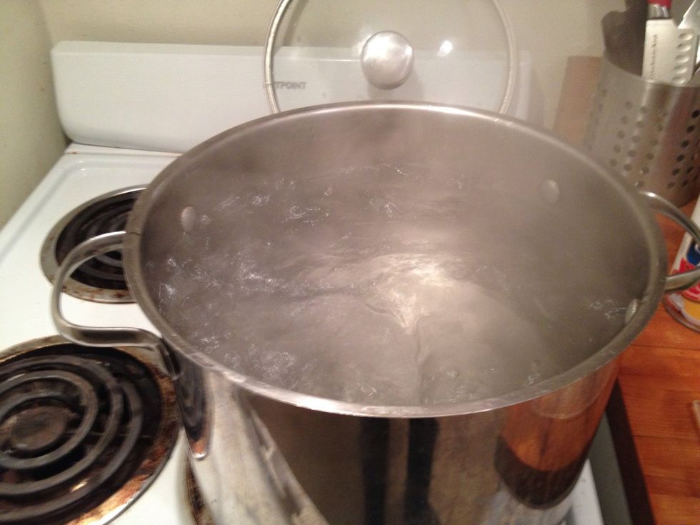Boil a large stock pot of water.