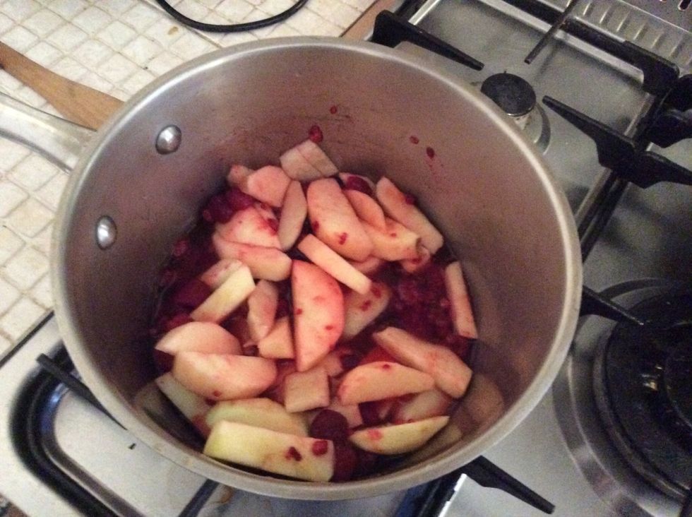 boil and cook for 5 min or until apple is just tender and liquid syrupy