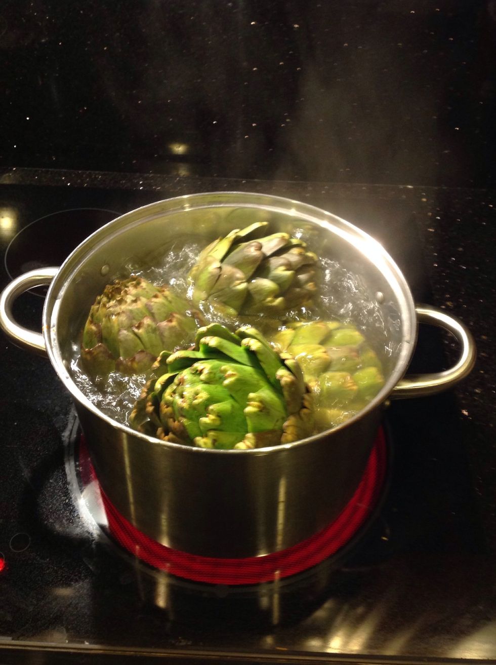 Boil artichokes for ten minutes. If the heart gets too soft you boiled it too long.