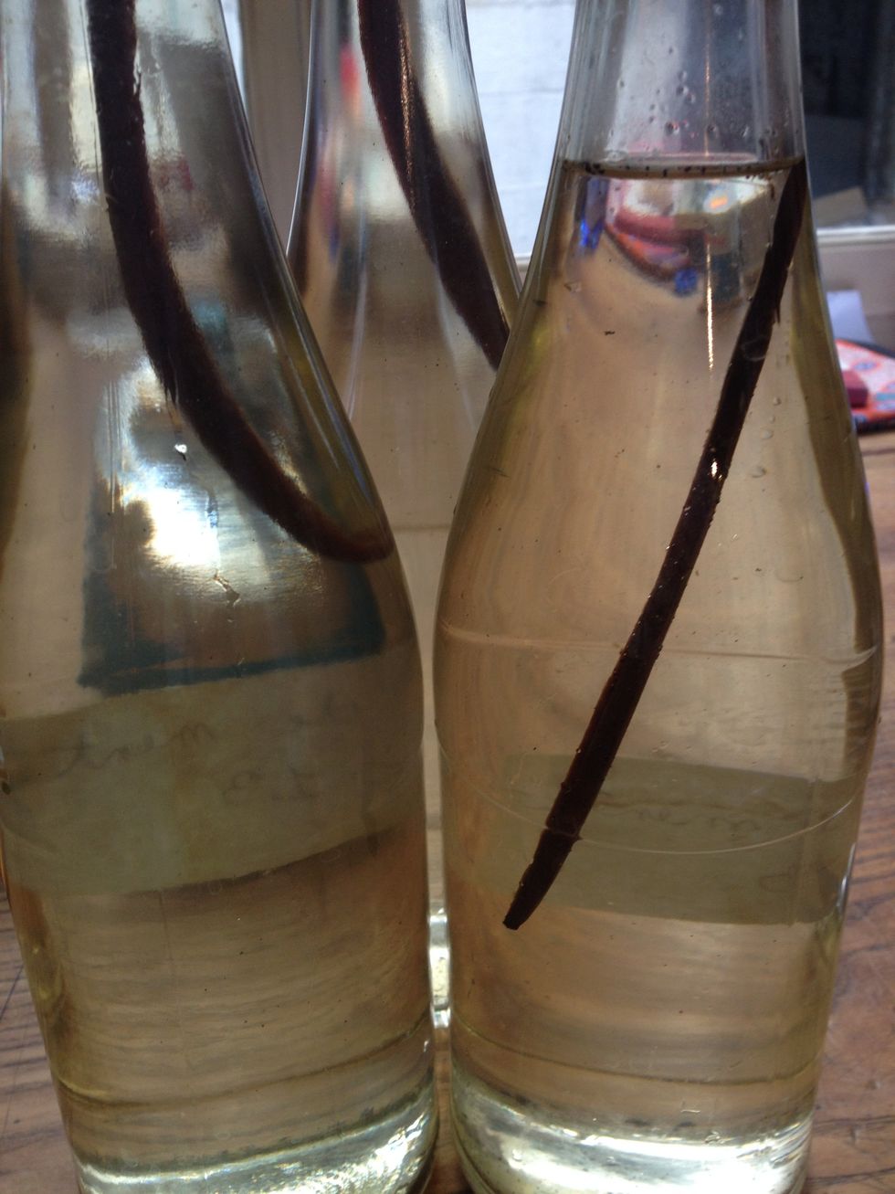 Boil bottles, then fill the syrup (be careful not to burn yourself) and if you wish, vanilla pods. Label (after sterilization if necessary).