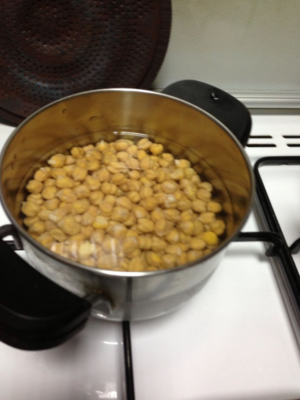 Boil for 2 minutes presoaked checkpeas