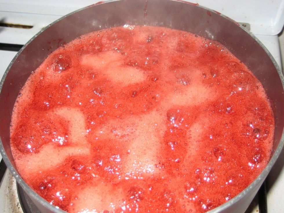 Boil for about 15min without stirring. If using less strawberries use less time to avoid the sugar from burning
