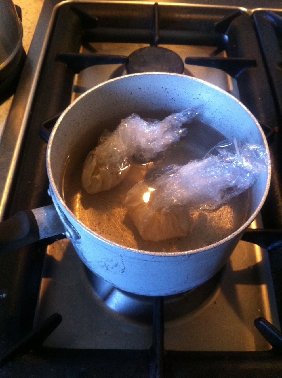 Boil in water for around 4-5 minutes, depending on whether you like the yolk runny or not