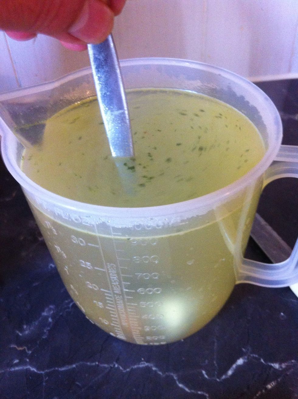 Boil kettle and make 1200ml of vegetable stock (2.5 pints)