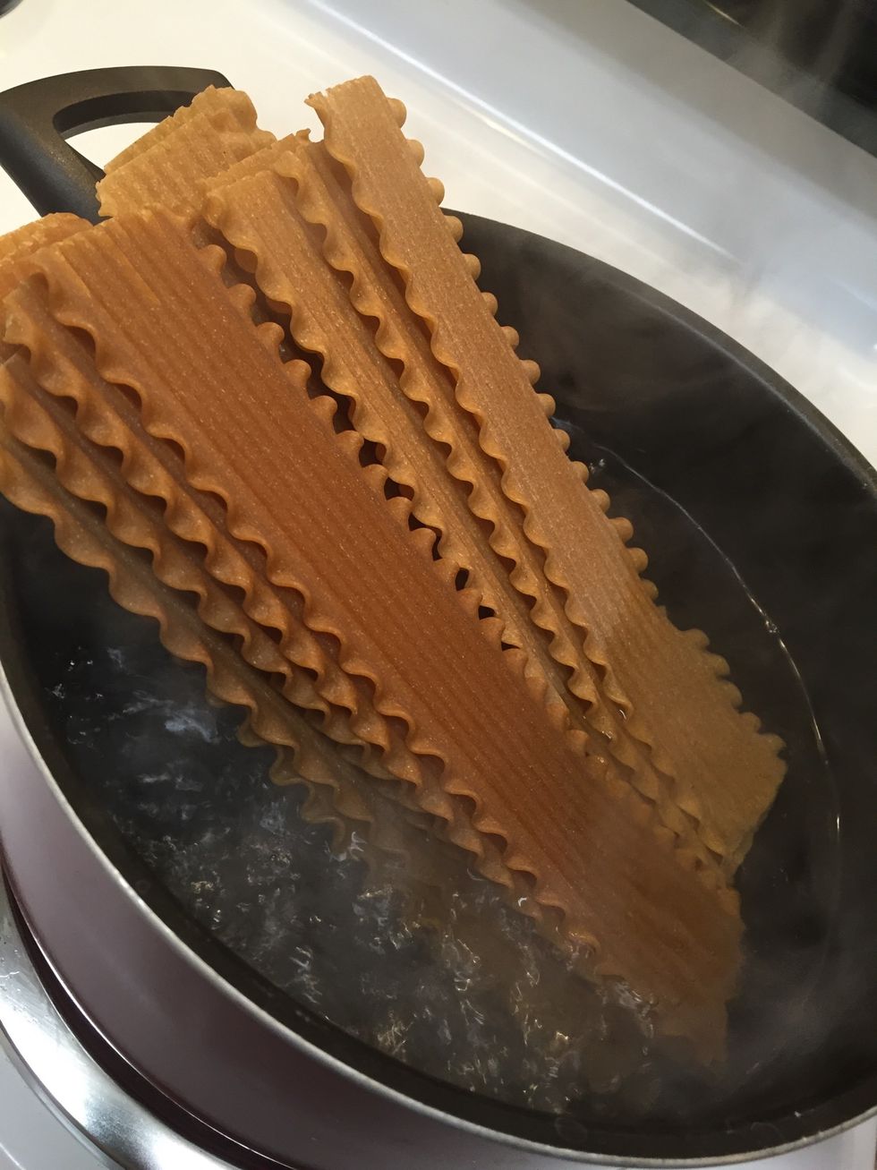 Boil lasagna noodles