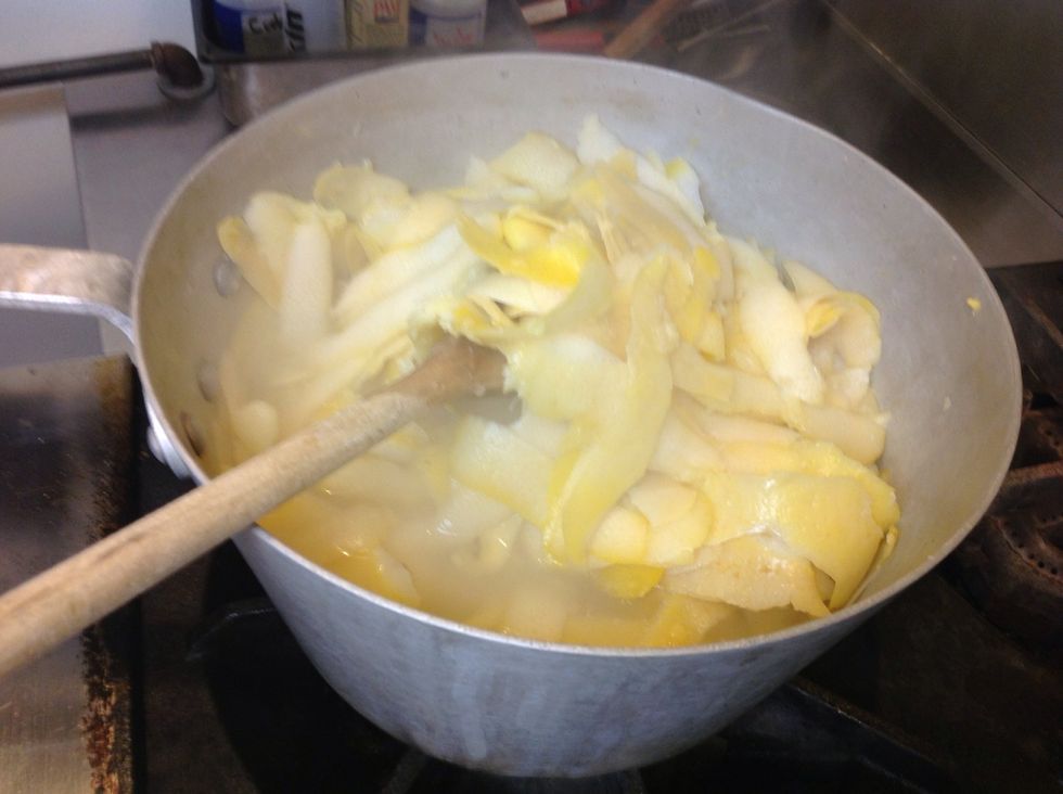 Boil lemon mixture with sugar
