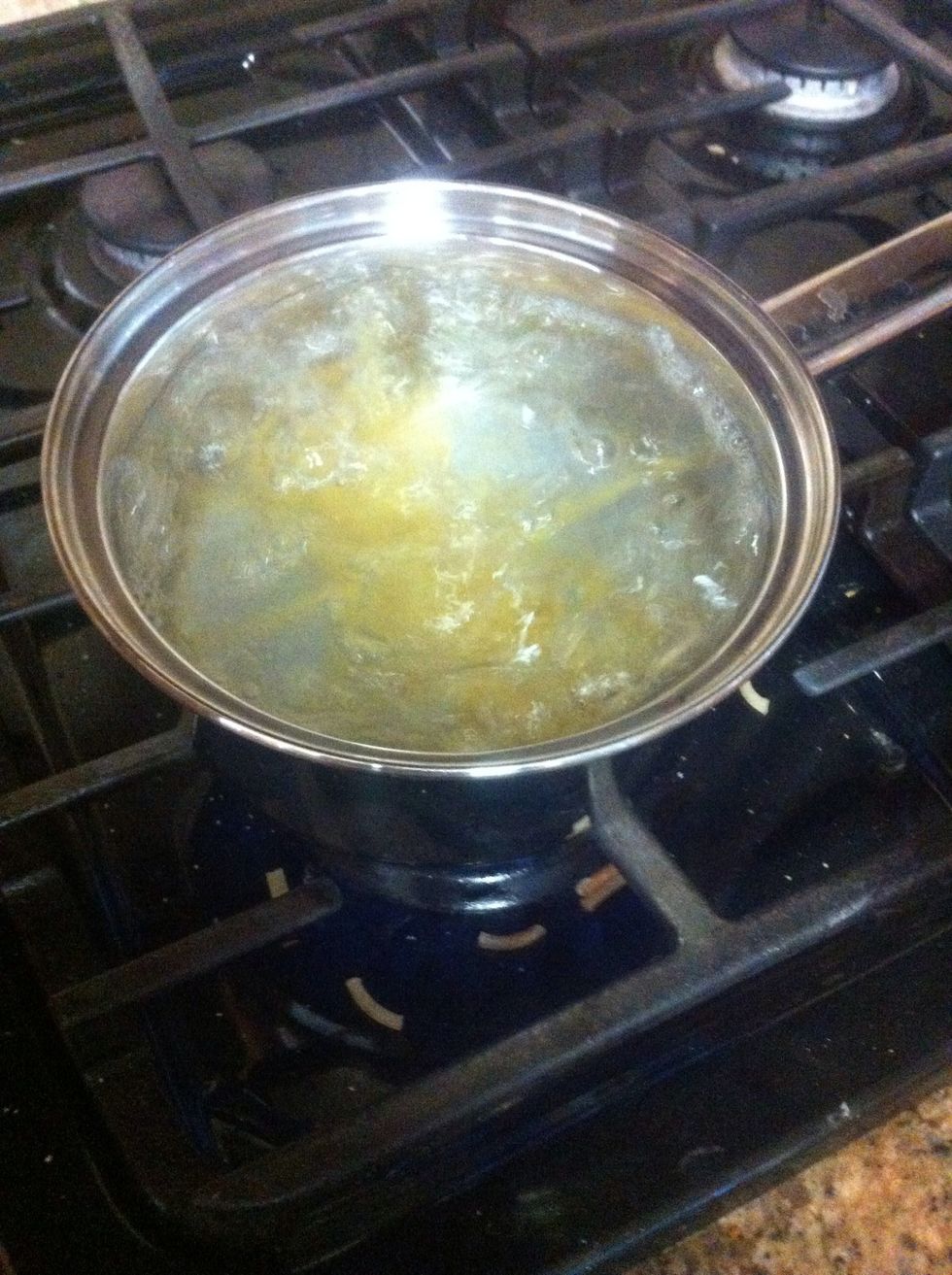 Boil noodles by what it says on the package