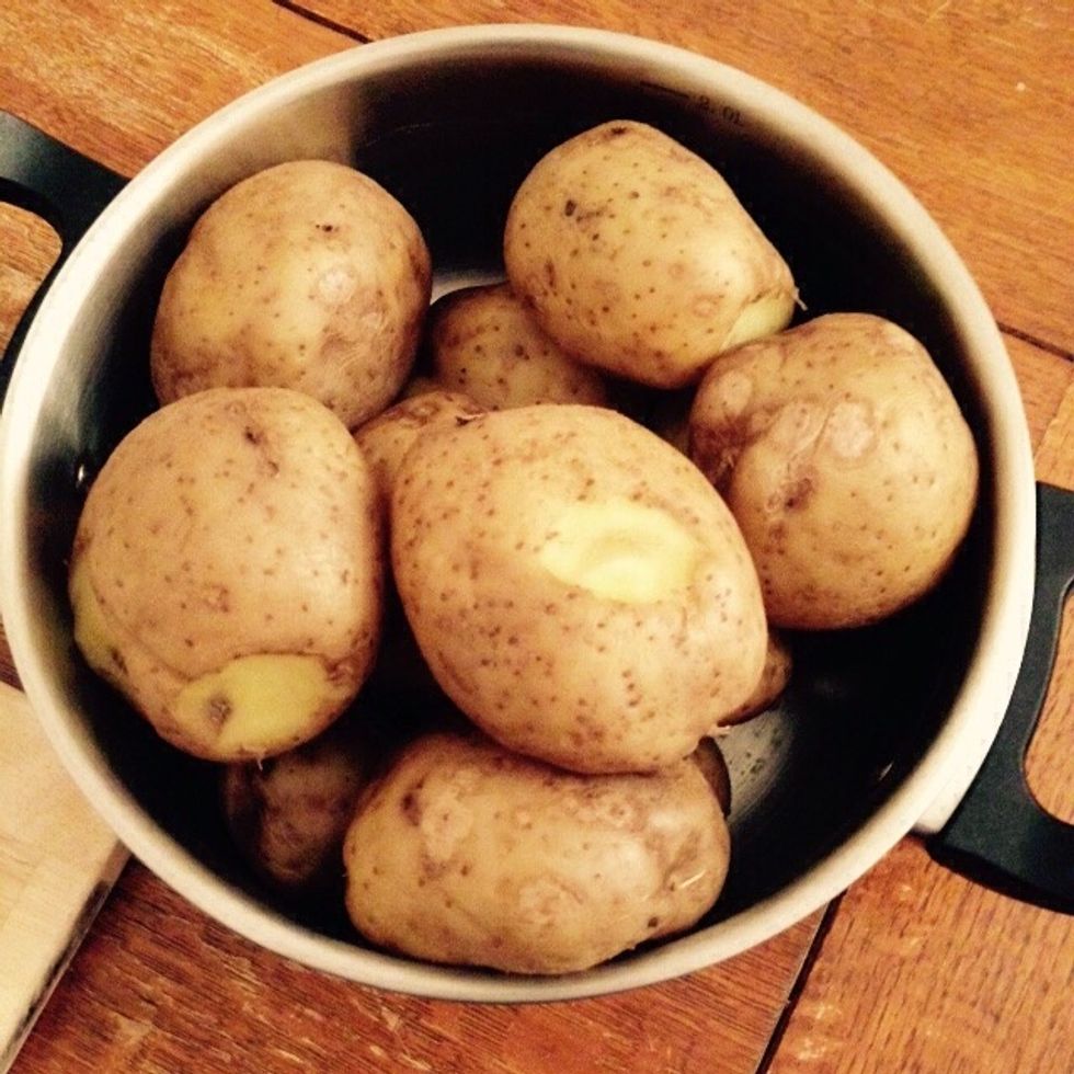 Boil or tier steam the potatoes