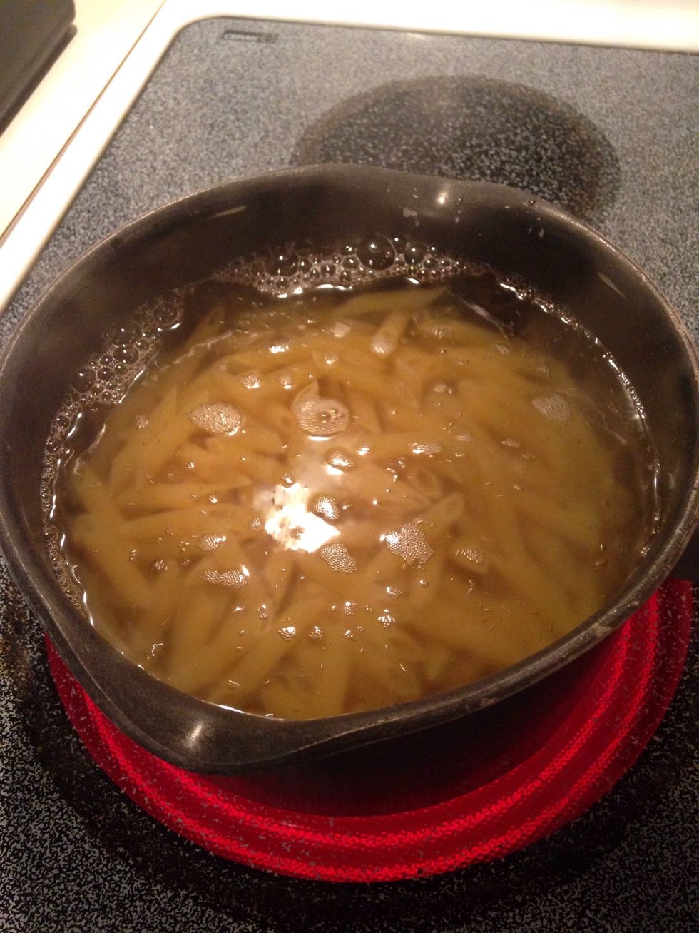 Boil pasta according to directions on the box.