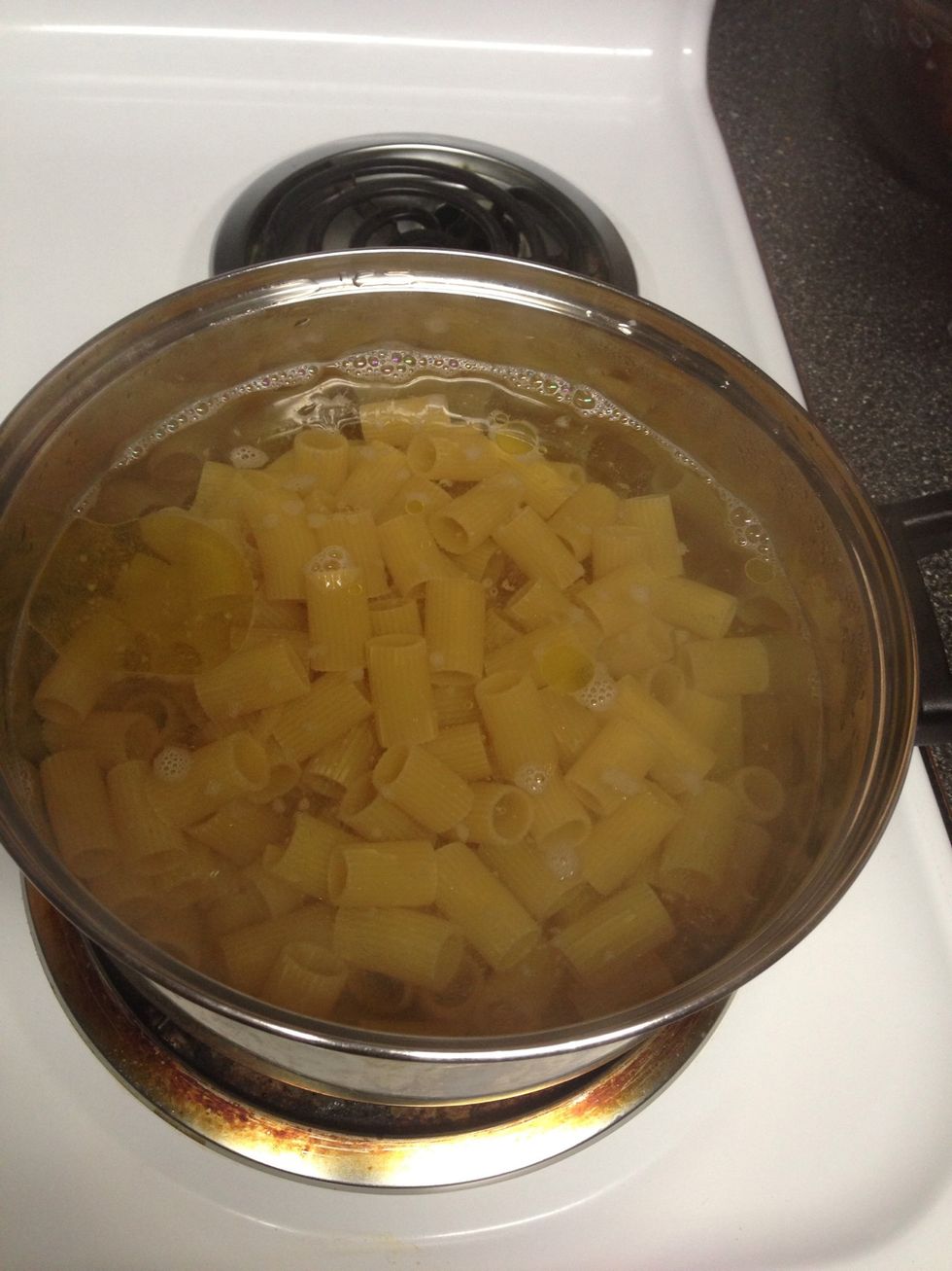 Boil pasta of choice as directed on package