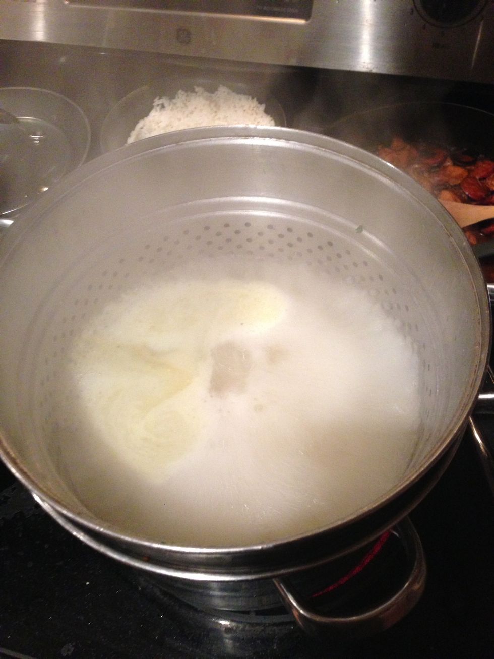 Boil pasta to al dente.