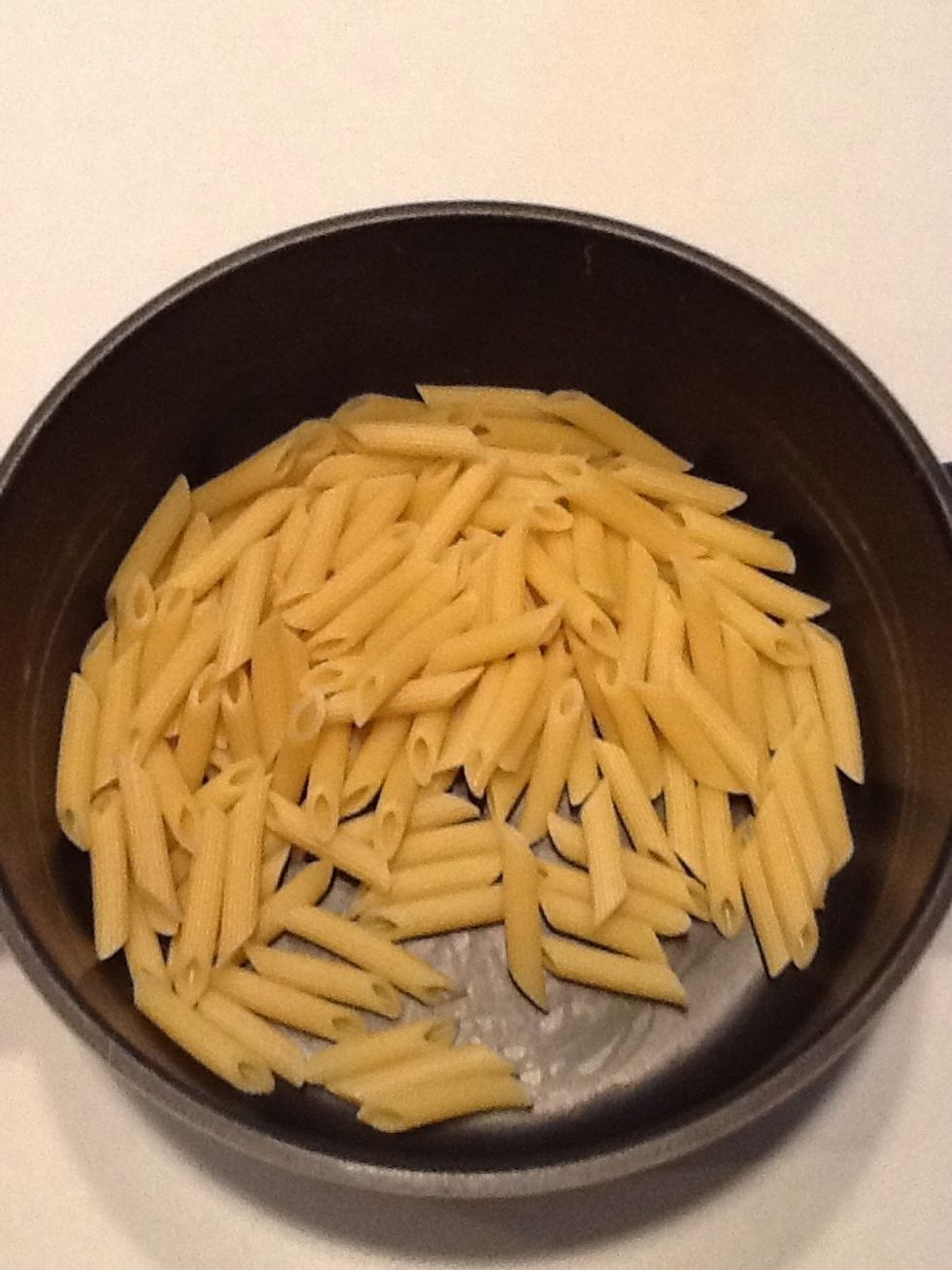 Boil penne 11 minutes then drain water.