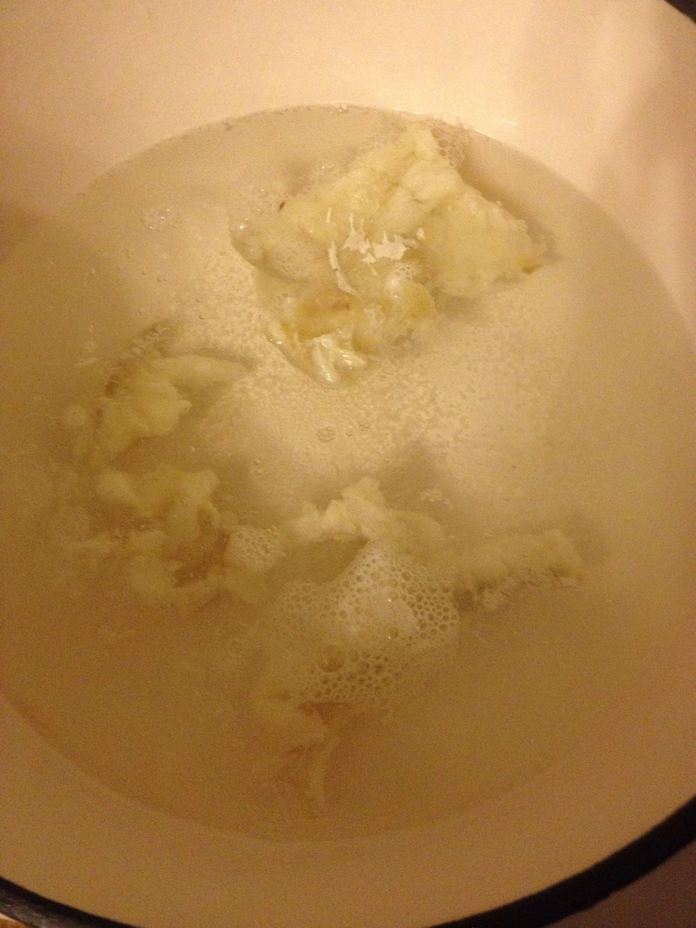 Boil Saltfish for about 20 minutes... Until soft and flaky... Drain & set aside.