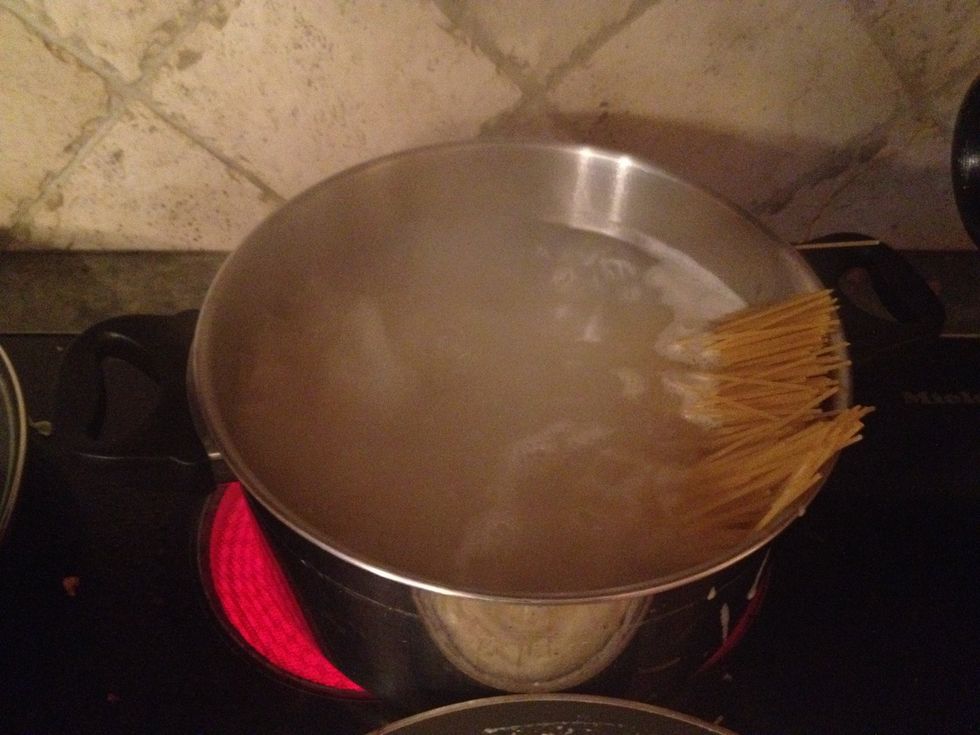 Boil spaghetti according to package