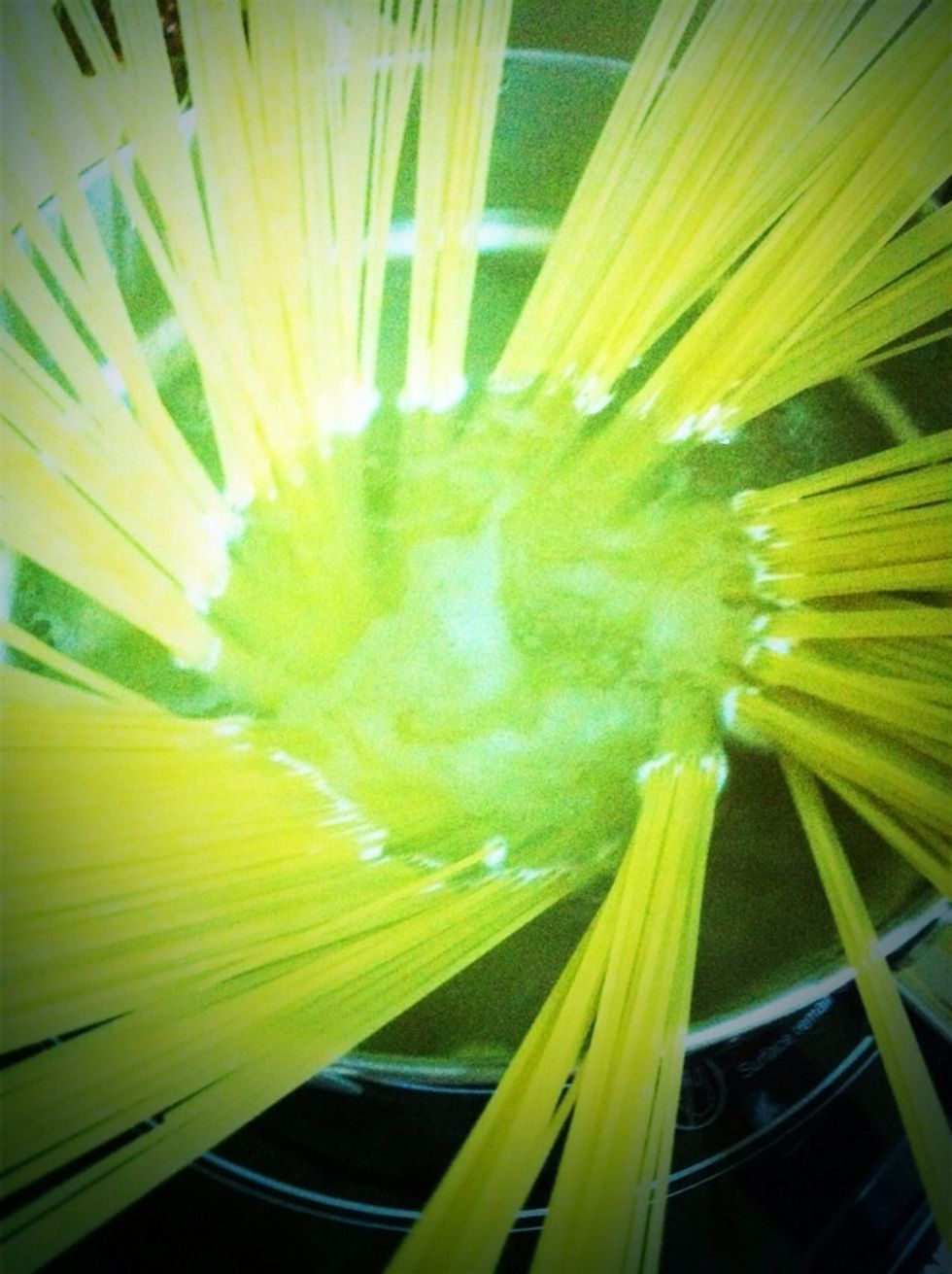 Boil spaghetti around 5 mins.