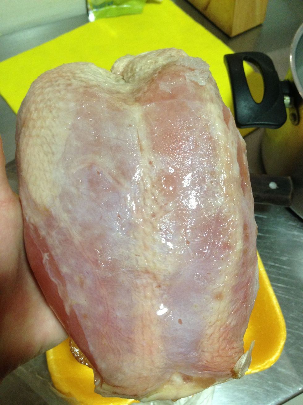 Boil the chiken in whater until its completely done , an cut it in to small peaces