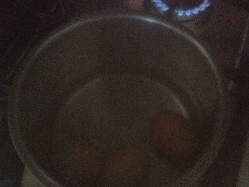 Boil the eggs for 14 minutes on the top of a stove