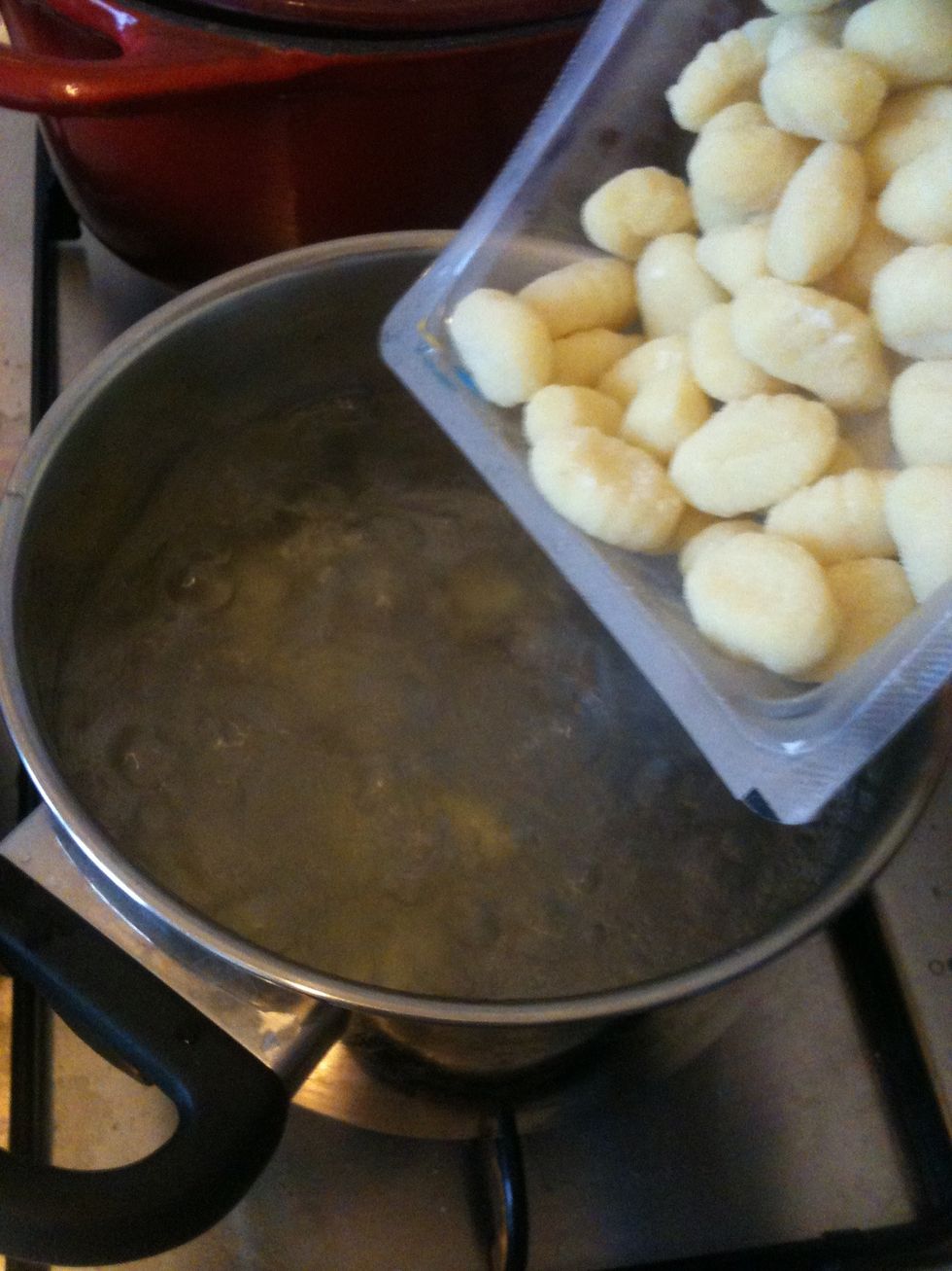 Boil the gnocchi or any pasta you like