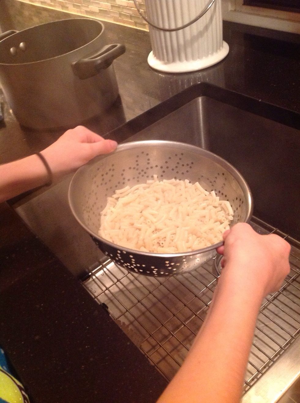 Boil the macaroni until it is flimsy and no longer crunchy hen drain it using a colander.