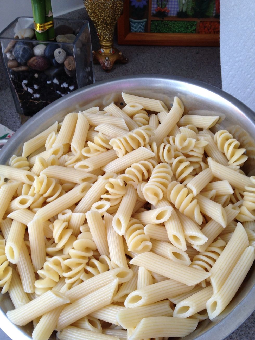 Boil the macron for 10 min and drain it as I did here