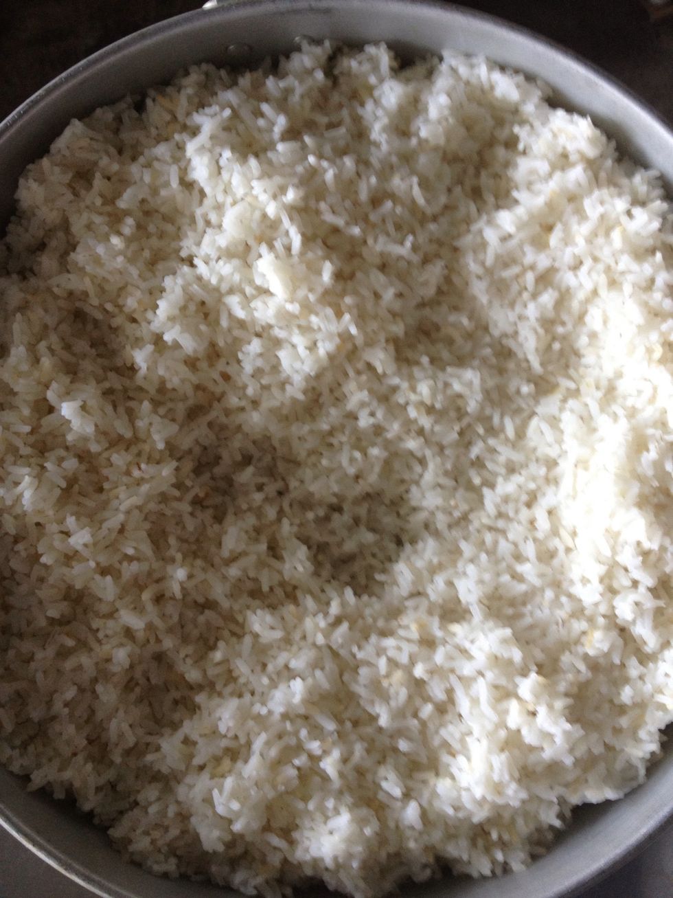 Boil the rice fully cooked but not over cooked.