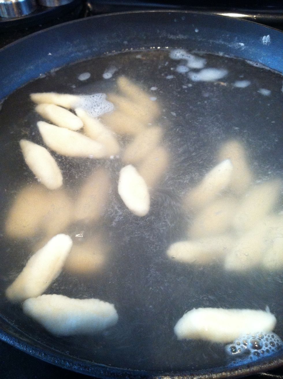 Boil till they float to surface approx 1 min add to ice bath until ready to add to sauce