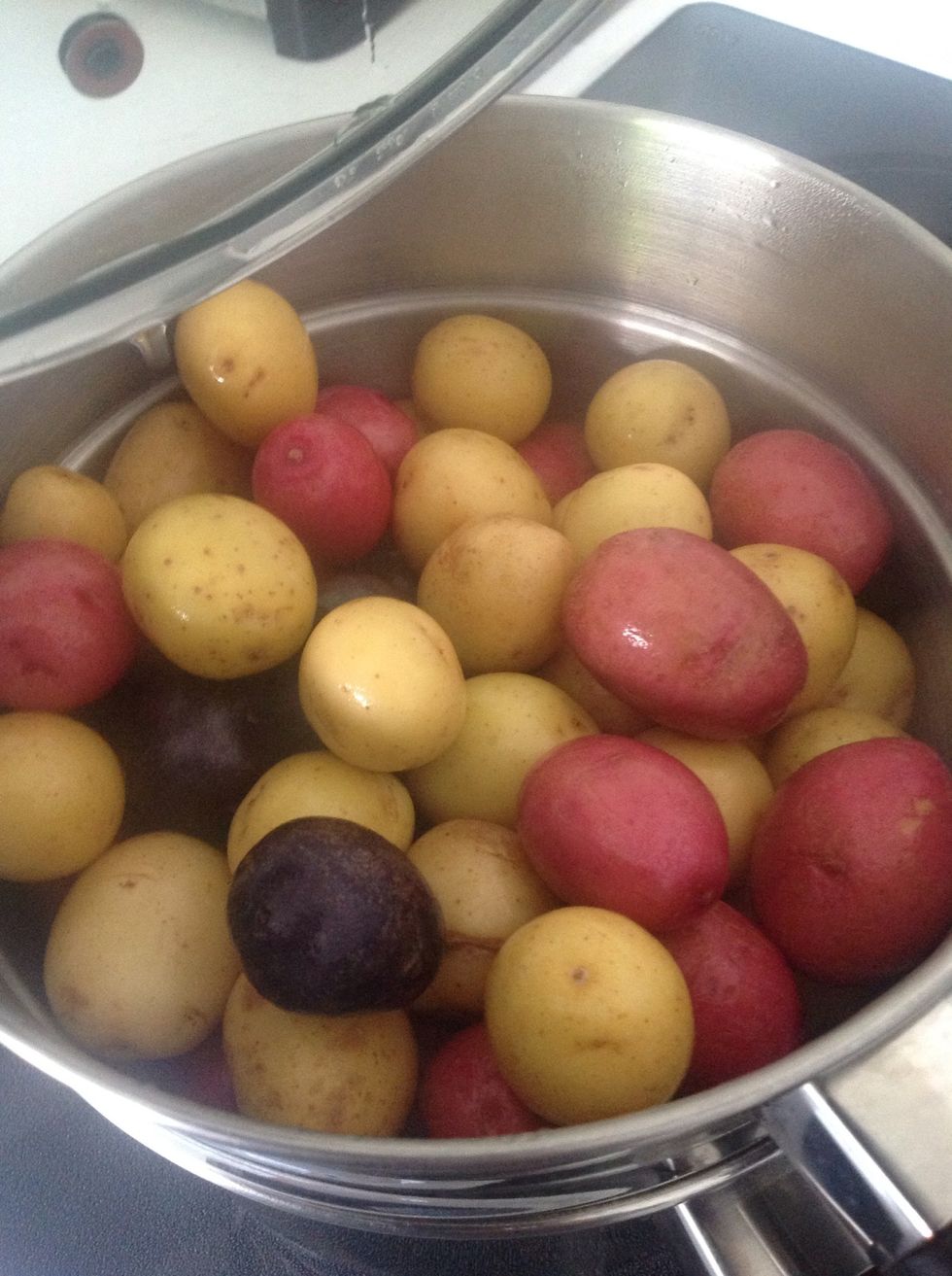 Boil your baby potatoes.