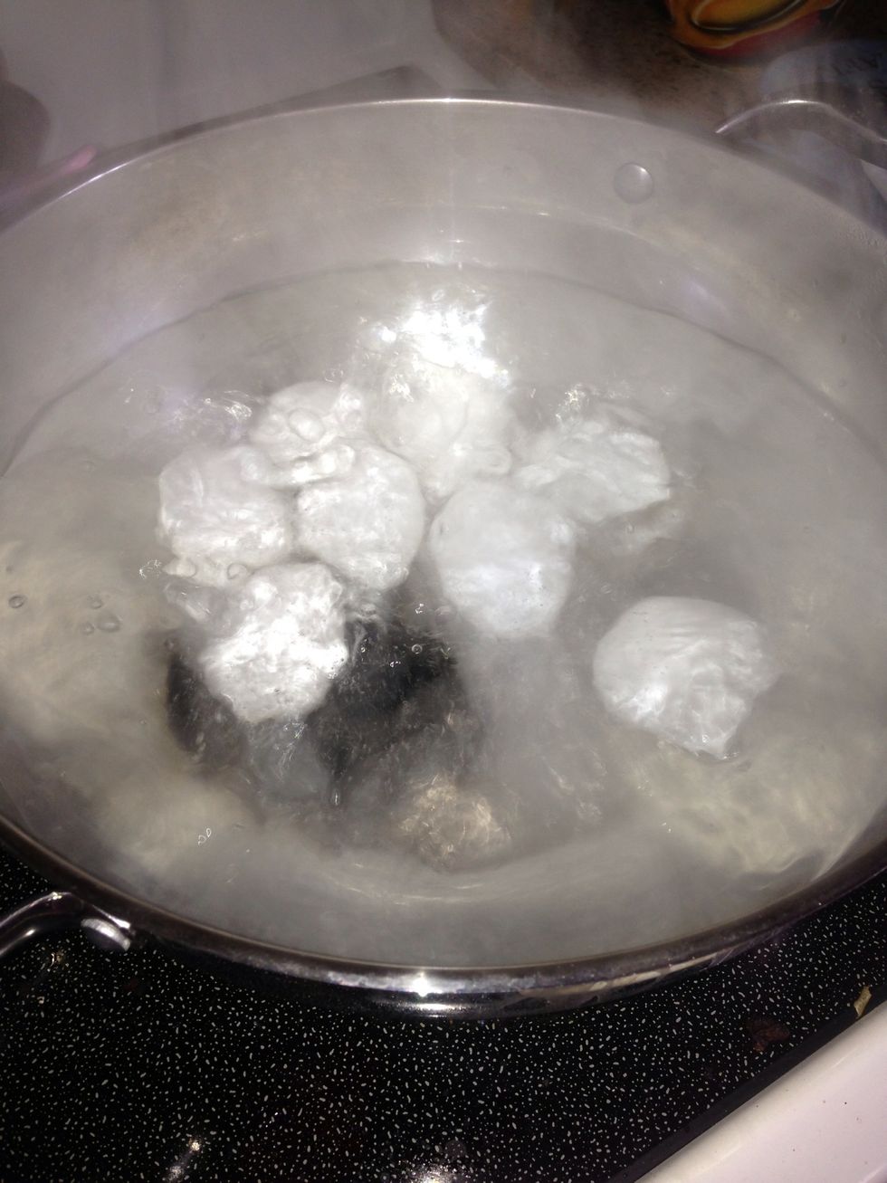 Boil your eggs for about 5-8 minutes.