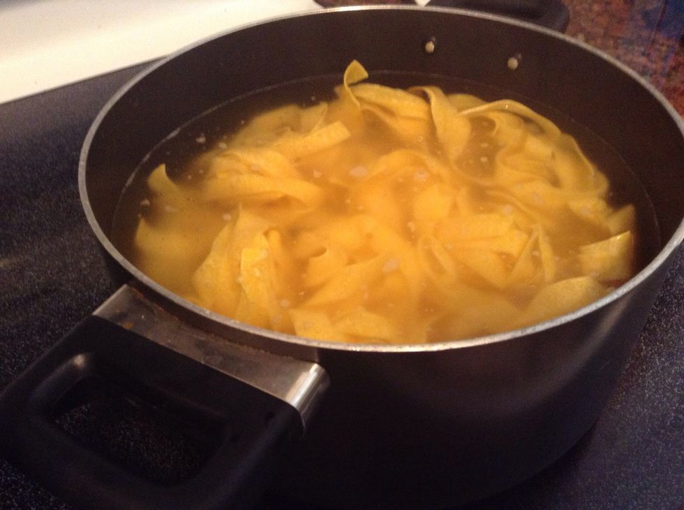 Boil your pasta until it's al dente, then drain