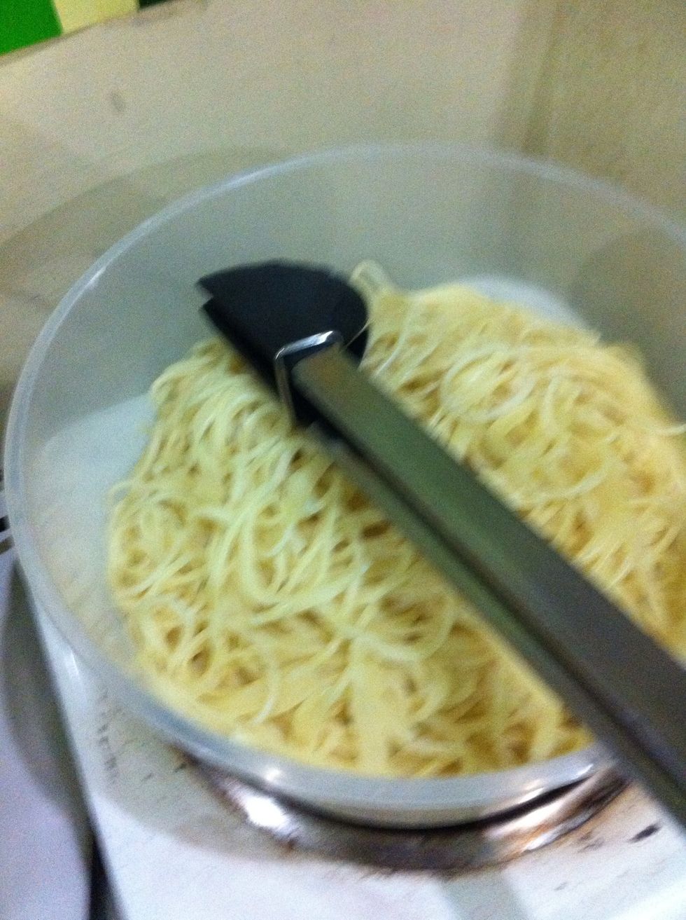 Boiled aldente spag noodles :)