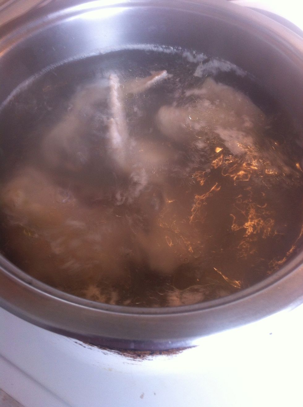 Boiled the chicken to make the chicken broth