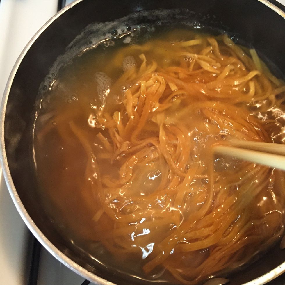Boiled water and add egg noodle in it. Cooked for few minutes and drain the water.