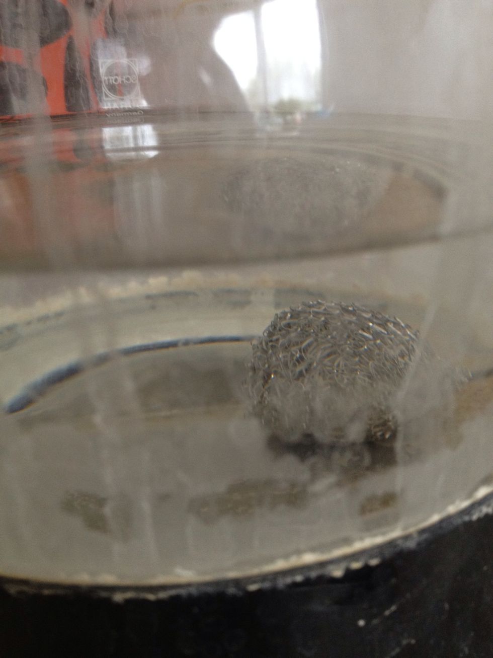 Boiled water. Please excuse the water stained kettle!