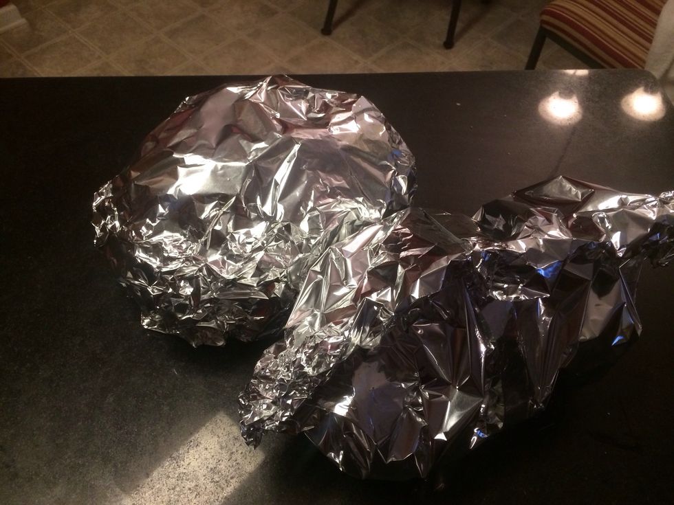 Both butts are fully wrapped and resting for the next hour. In this time, prepare your BBQ eating medium (buns, sauce, straight, etc.) 1 HOUR and we FEAST!!!!